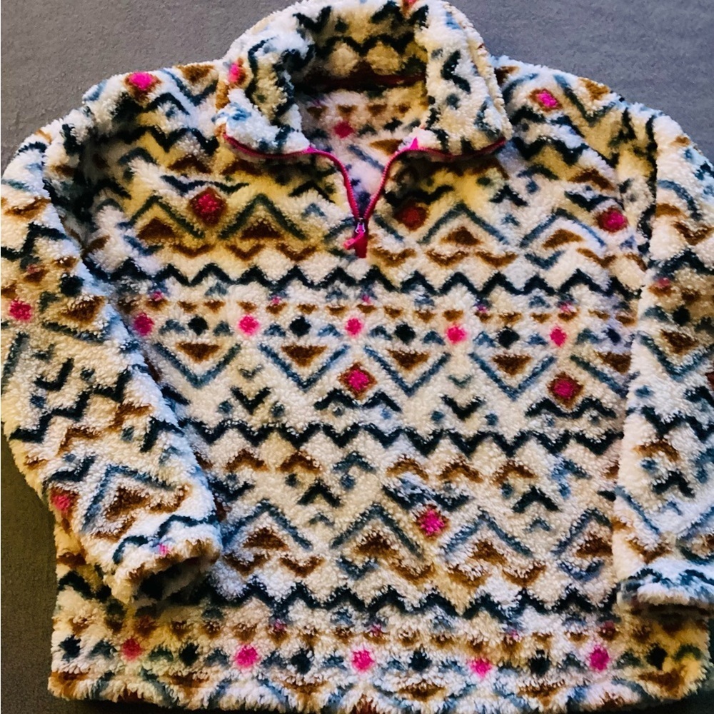 Eddie Bauer Jacket Womens XL Fleece Quarter Zip Pullover Southwest